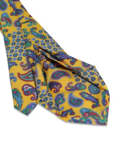 AMBER YELLOW, 7 Fold Silk Tie – Vintage Paisley