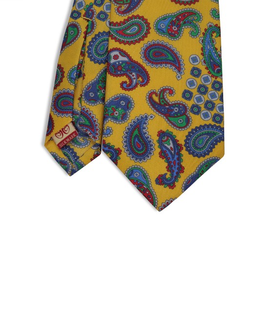 AMBER YELLOW, 7 Fold Silk Tie – Vintage Paisley AMBER YELLOW, 7 Fold Silk Tie – Vintage Paisley