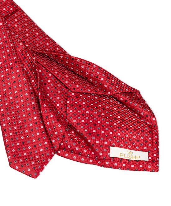 CHILLI RED, 5 Fold Micro Tie – Dots & Checks CHILLI RED, 5 Fold Micro Tie – Dots & Checks