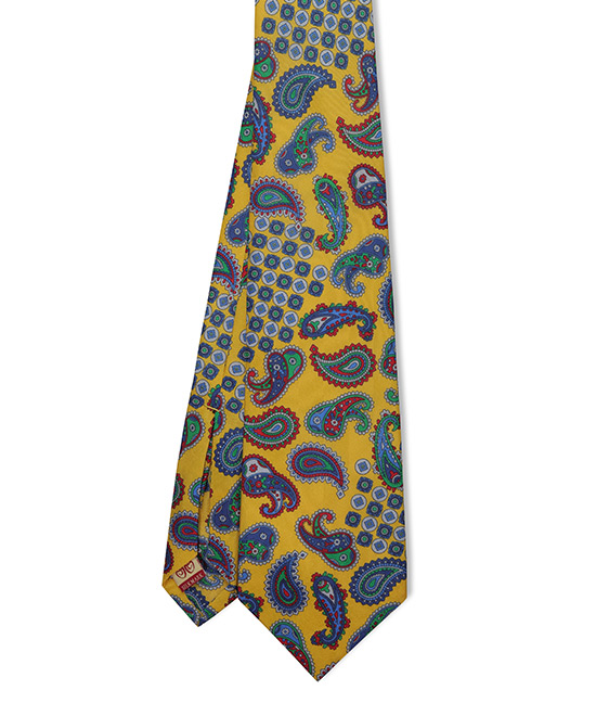 AMBER YELLOW, 7 Fold Silk Tie – Vintage Paisley AMBER YELLOW, 7 Fold Silk Tie – Vintage Paisley