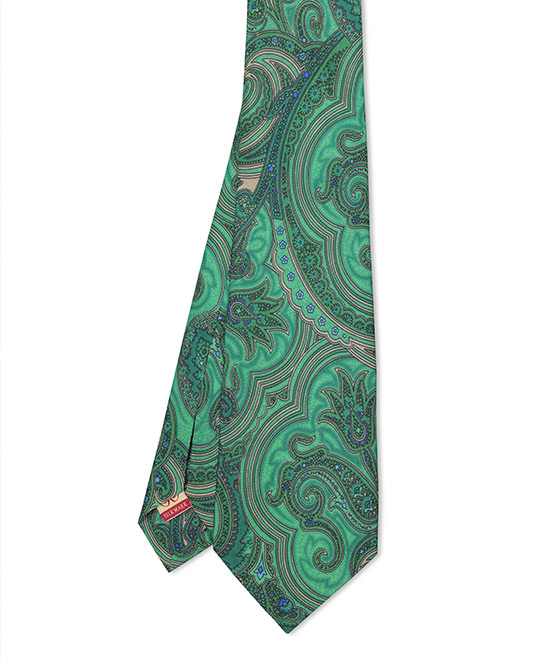 EMERALD GREEN, 7 Fold Silk Tie – Vintage Paisley EMERALD GREEN, 7 Fold Silk Tie – Vintage Paisley