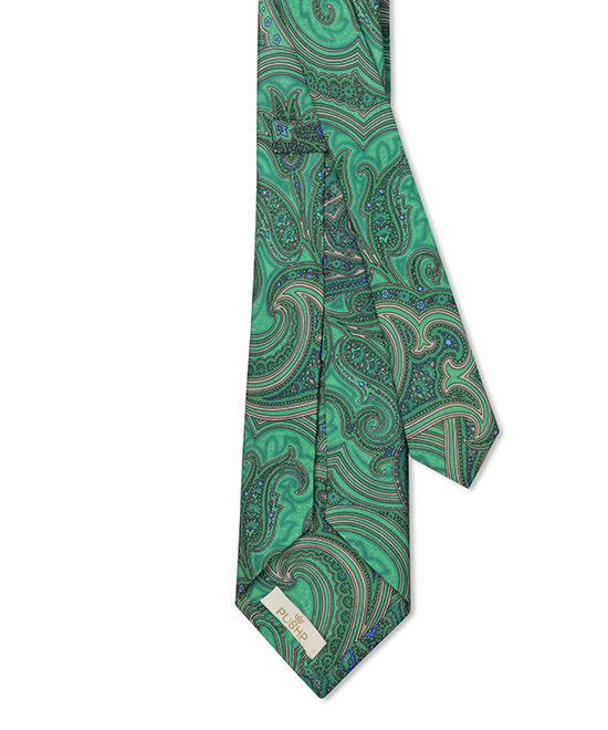 EMERALD GREEN, 7 Fold Silk Tie – Vintage Paisley EMERALD GREEN, 7 Fold Silk Tie – Vintage Paisley