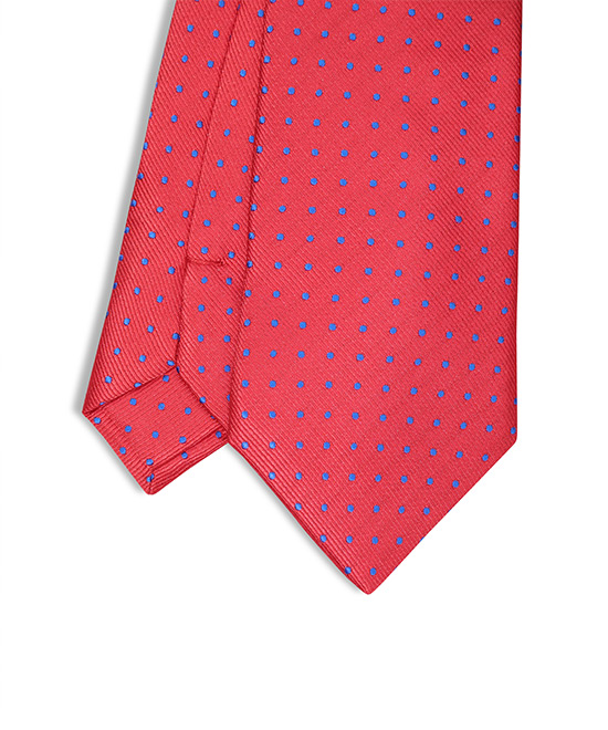 FIERY RED, 3 Fold Micro Tie – Dots & Squares
