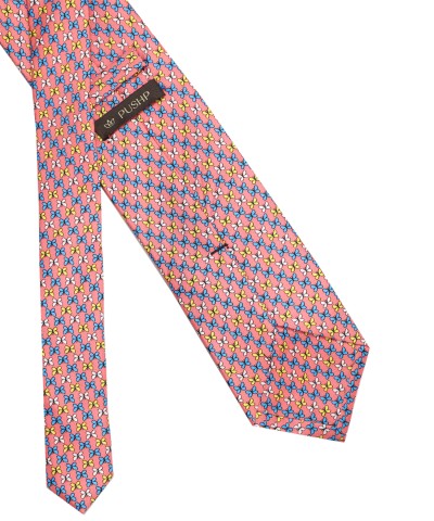 TROPICAL PEACH, 3 Fold Premium Silk Tie – Butterfly